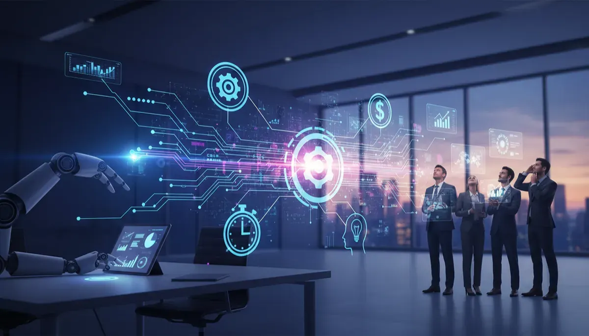 AI automation dashboard showing business efficiency and revenue growth